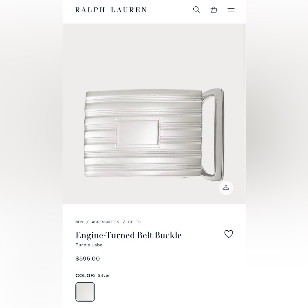 Ralph Lauren Silver Engine-Turned Belt Buckle